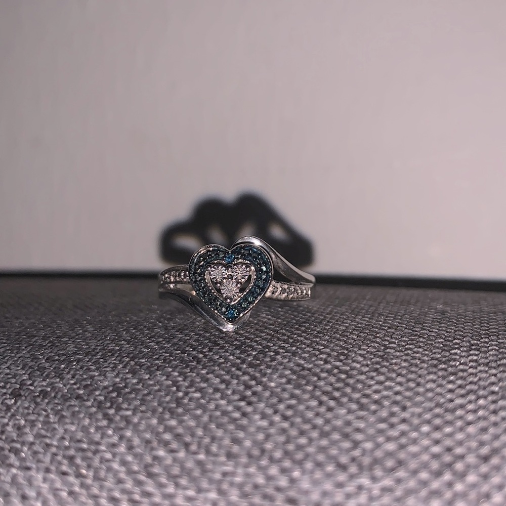 Blue Heart Silver Ring